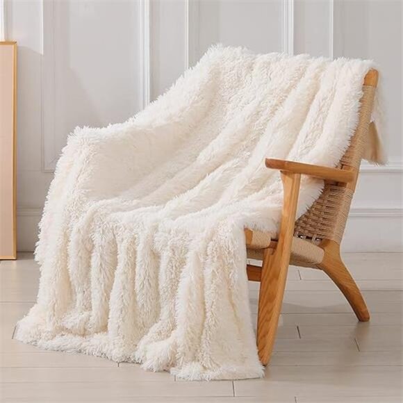 Decorative Extra Soft Fuzzy Faux Fur Throw Blanket 50" x 60",Solid Reversible - Picture 7 of 7
